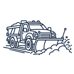 Outline of a snow plow truck.