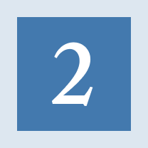 White number two on blue background.