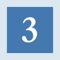 Number three on a blue square background.