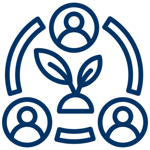 People icons around plant, growth concept.