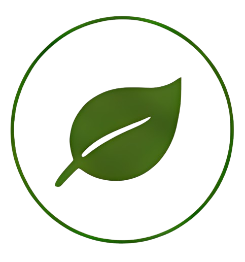 Green leaf icon on black background
